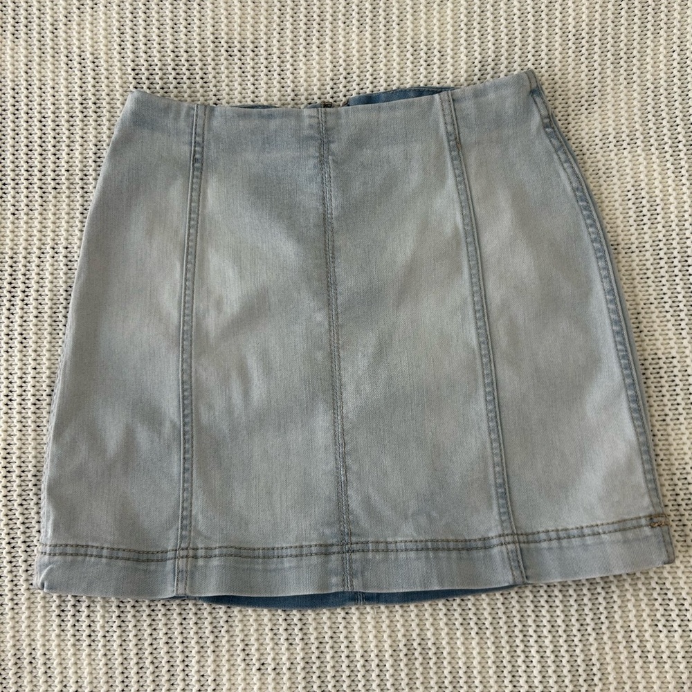Light wash denim mini skirt